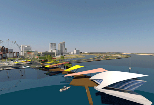 Transit oriented development, extend city grid, link city to the river.